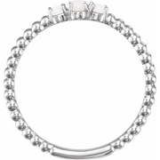 14K White Opal Stackable Beaded Ring-