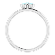 14K White Aquamarine Stackable Ring-