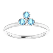 14K White Aquamarine Stackable Ring-