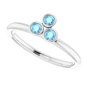 14K White Aquamarine Stackable Ring-