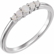 14K White Opal Graduated Five-Stone Ring-