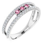 14K White Pink Tourmaline & 1/4 CTW Diamond Ring-