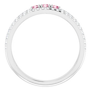 14K White Pink Tourmaline & 1/4 CTW Diamond Ring-