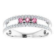 14K White Pink Tourmaline & 1/4 CTW Diamond Ring-