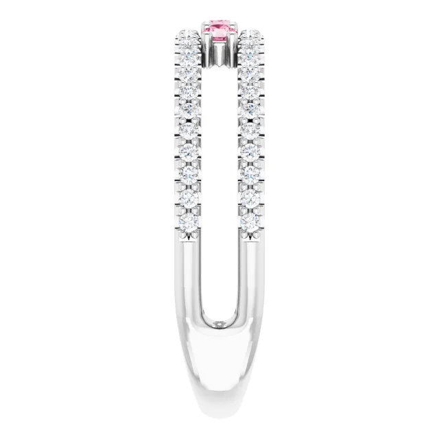 14K White Pink Tourmaline & 1/4 CTW Diamond Ring-