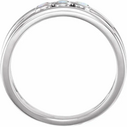 14K White Opal Three-Stone Bezel-Set Ring-