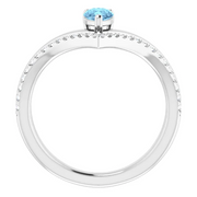 14K White Aquamarine & 1/6 CTW Diamond Ring-