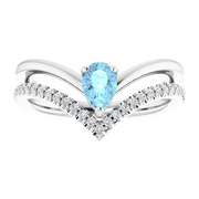 14K White Aquamarine & 1/6 CTW Diamond Ring-