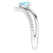 14K White Aquamarine & 1/6 CTW Diamond Ring-