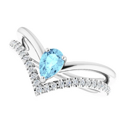 14K White Aquamarine & 1/6 CTW Diamond Ring-