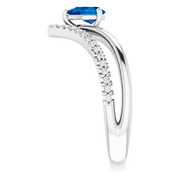 14K White Blue Sapphire & 1/6 CTW Diamond Ring-