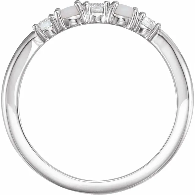 14K White Opal & 1/5 CTW Diamond Stackable Ring-