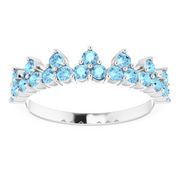 14K White Aquamarine Crown Ring-
