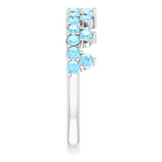 14K White Aquamarine Crown Ring-