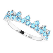 14K White Aquamarine Crown Ring-