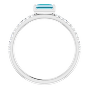 14K White London Blue Topaz & 1/6 CTW Diamond Stackable Ring-