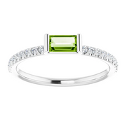 14K White Peridot & 1/6 CTW Diamond Stackable Ring-