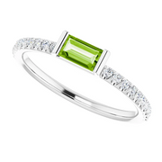14K White Peridot & 1/6 CTW Diamond Stackable Ring-