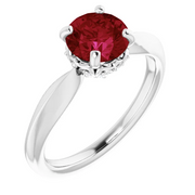 Platinum Lab-Grown Ruby & 1/10 CTW Diamond Ring-