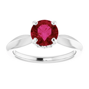 Platinum Lab-Grown Ruby & 1/10 CTW Diamond Ring-
