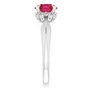 Platinum Lab-Grown Ruby & 1/10 CTW Diamond Ring-