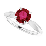 Platinum Lab-Grown Ruby & 1/10 CTW Diamond Ring-