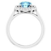 14K White Aquamarine & 1/6 CTW Diamond Ring-