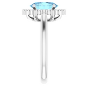 14K White Aquamarine & 1/6 CTW Diamond Ring-
