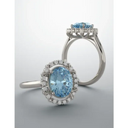 14K White Aquamarine & 1/6 CTW Diamond Ring-