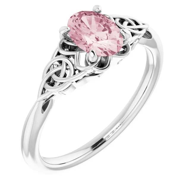 14K White Morganite Celtic-Inspired Ring-