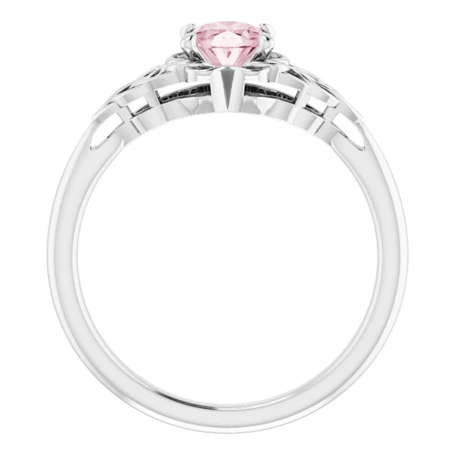 14K White Morganite Celtic-Inspired Ring-