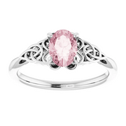 14K White Morganite Celtic-Inspired Ring-