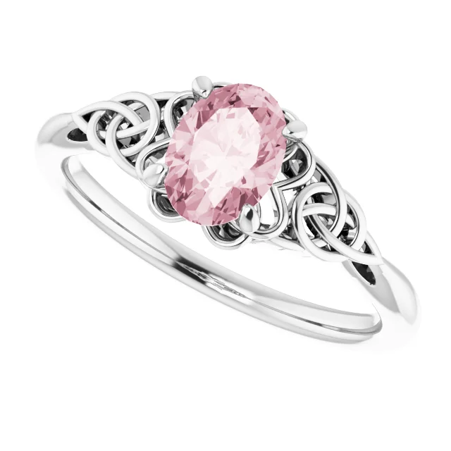 14K White Morganite Celtic-Inspired Ring-