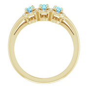14K Yellow Aquamarine & 1/6 CTW Diamond Ring-