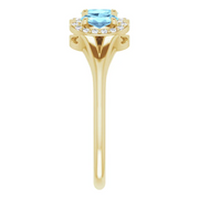 14K Yellow Aquamarine & 1/6 CTW Diamond Ring-