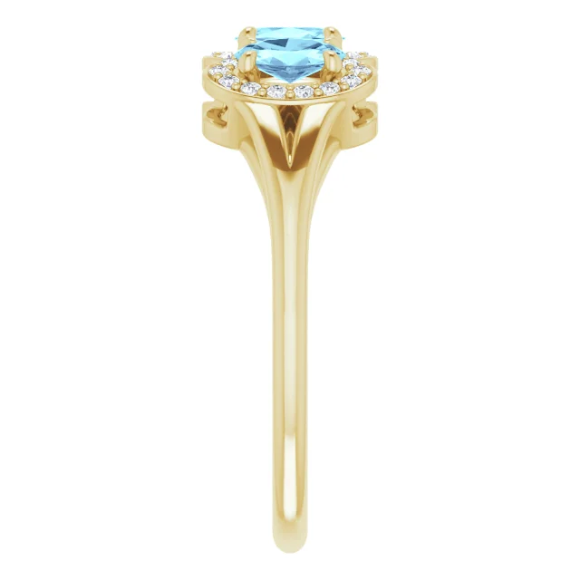 14K Yellow Aquamarine & 1/6 CTW Diamond Ring-