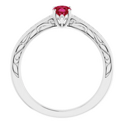 14K White Lab-Grown Ruby Ring-