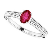 14K White Lab-Grown Ruby Ring-