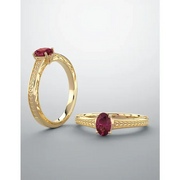 14K White Lab-Grown Ruby Ring-