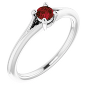 14K White Mozambique Garnet Youth Solitaire Ring-