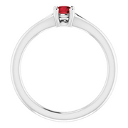 14K White Mozambique Garnet Youth Solitaire Ring-