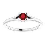 14K White Mozambique Garnet Youth Solitaire Ring-