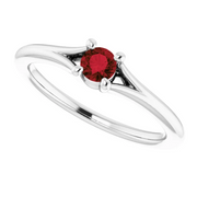 14K White Mozambique Garnet Youth Solitaire Ring-