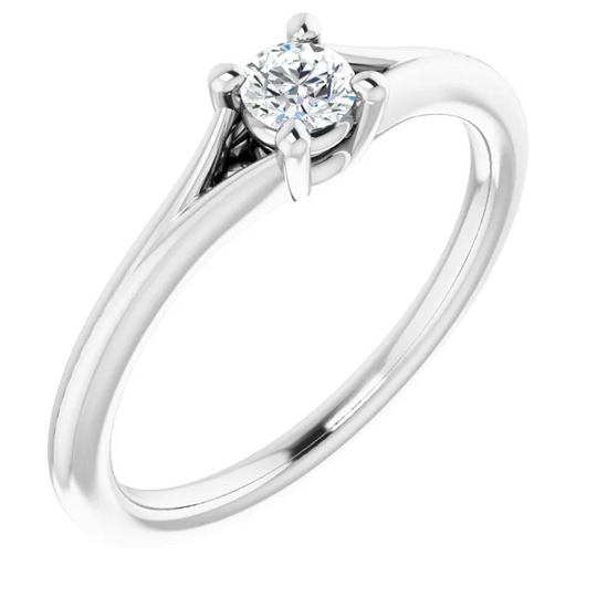 14K White Sapphire Youth Solitaire Ring