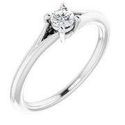 14K White Sapphire Youth Solitaire Ring-