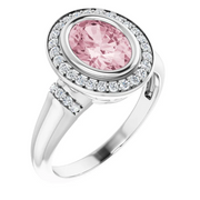 14K White Morganite & 1/5 CTW Diamond Ring-