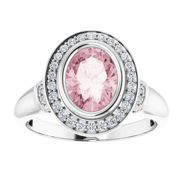 14K White Morganite & 1/5 CTW Diamond Ring-