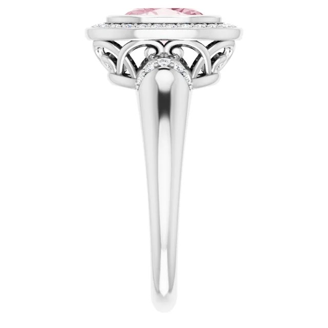 14K White Morganite & 1/5 CTW Diamond Ring-