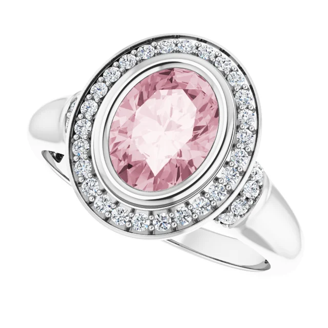 14K White Morganite & 1/5 CTW Diamond Ring-