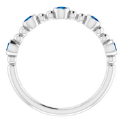 14K White Blue Sapphire Stackable Beaded Ring-